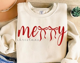 Merry Christmas Bow SVG PNG, Christmas Coquette Bow Svg, Christmas Svg, Merry Christmas Svg, Christmas Shirt Svg, Winter Svg, Trendy