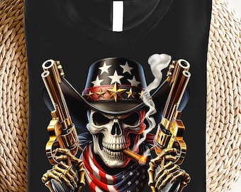 Patriottische schedelcowboy, png-bestand: 4 juli western design (digitale download)