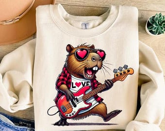 Rockstar Capybara Valentine PNG: Cupid Animal Design (Digital Download)