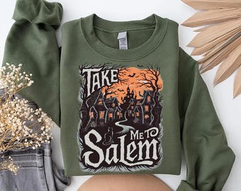 Retro Halloween Cat PNG: Spooky Salem Shirt Design (Digital Download