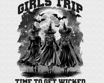 Witchy Girls Trip PNG: Spooky Halloween Sublimation (Digital Download)
