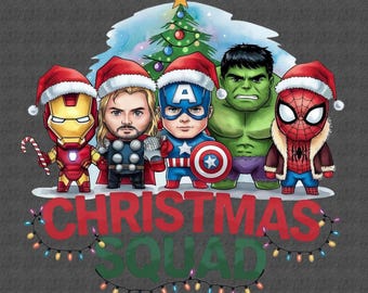 PNG del Escuadrón de Superhéroes Navideños: Amigos de dibujos animados navideños (Descarga digital)