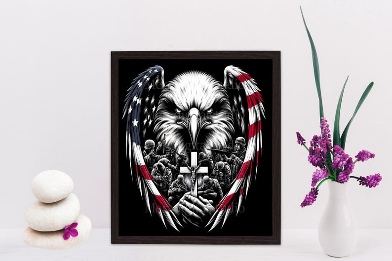 American Flag Eagle PNG, USA Patriotic Png, 4th of July, Memorial Day, Veteran image 4