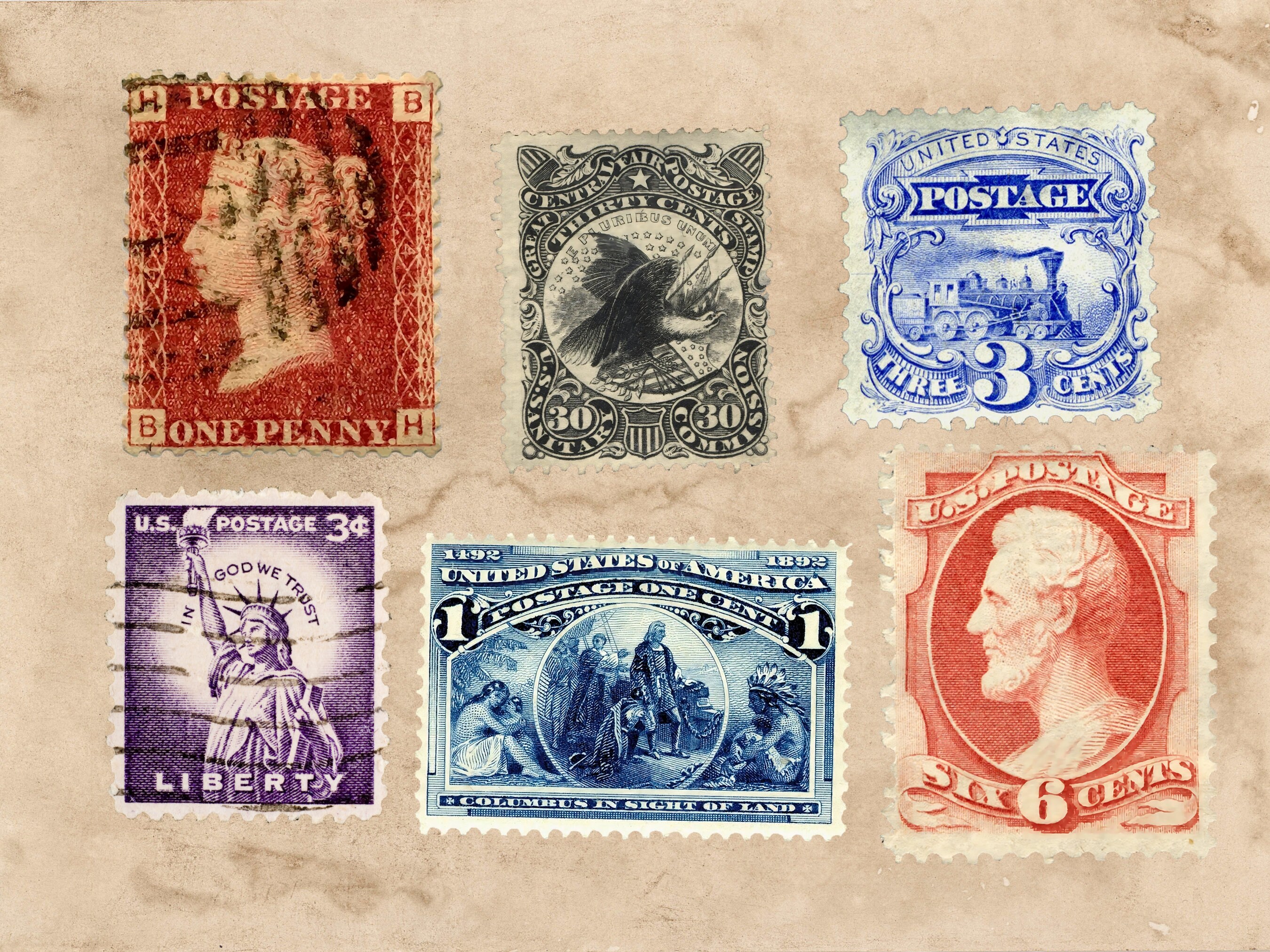 Vintage Postage Stamps Clipart – PNG Digital Download - Etsy