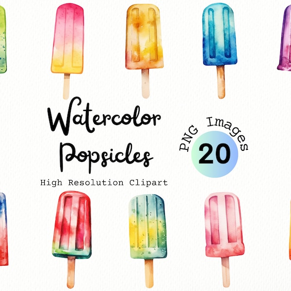 Popsicles Clipart | Watercolor Clip Art PNG | Ice Cream Clipart | Summer | Dessert | Birthday Clipart | 4th of July | Beach Day | Party Art