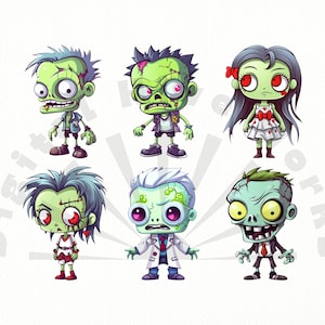 Cute Zombies Clipart Bundle - PNG Format With Transparent Background ...