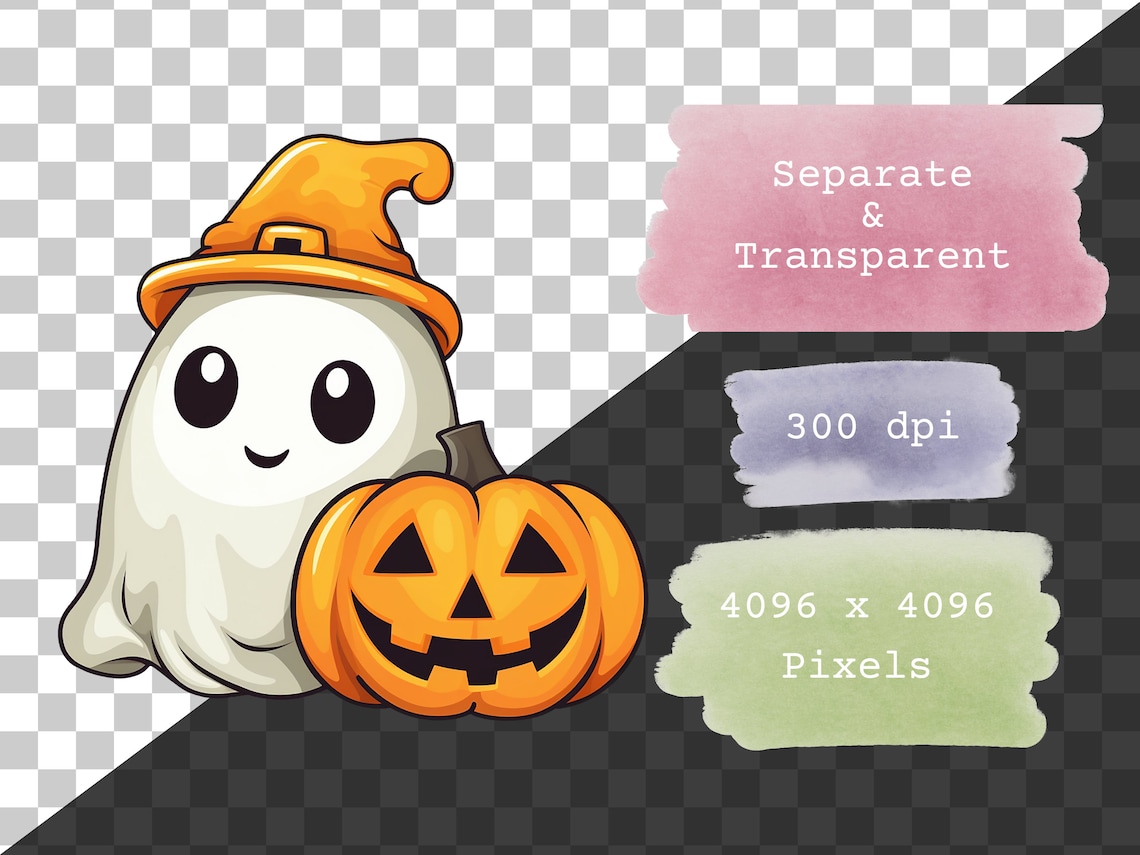 Cute Ghost Clipart Bundle – 30 Halloween PNG Images (transparent ...