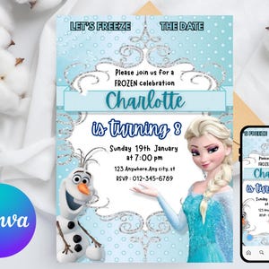 FROZEN Invitation Elsa Birthday Invitation Winter Snow Birthday Printable, Editable Instant Download Canva Template Frozen Invite