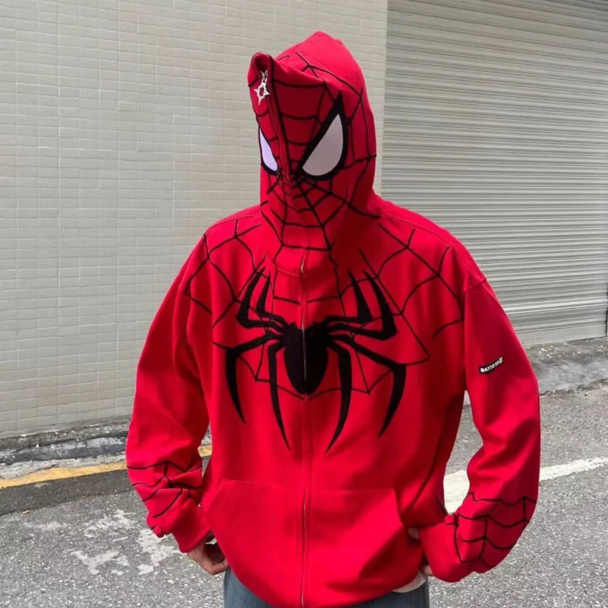 Spider Hoodie, Spiderweb Hoodie, Spiderweb Print Grunge Streetwear Punk