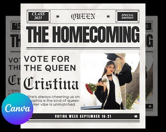 Homecoming Queen Flyer, Homecoming Flyer, Homecoming Campaign Flyer, HOCO Flyer, ote for me, Prom Flyer, Prom Queen Flyer, Canva Editable