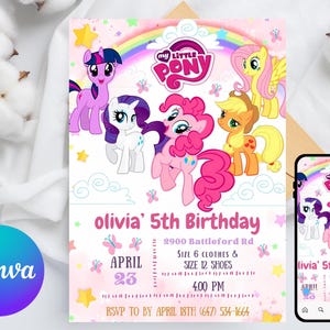 My Little Pony Invitation | Girl My Little Pony Birthday Invitation Template | Editable Little Pony Birthday Invite | Digital Download
