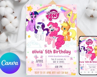 My Little Pony Invitation | Girl My Little Pony Birthday Invitation Template | Editable Little Pony Birthday Invite | Digital Download