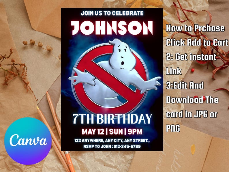 Editable Ghostbusters Birthday Invitation | Printable Ghostbusters ...