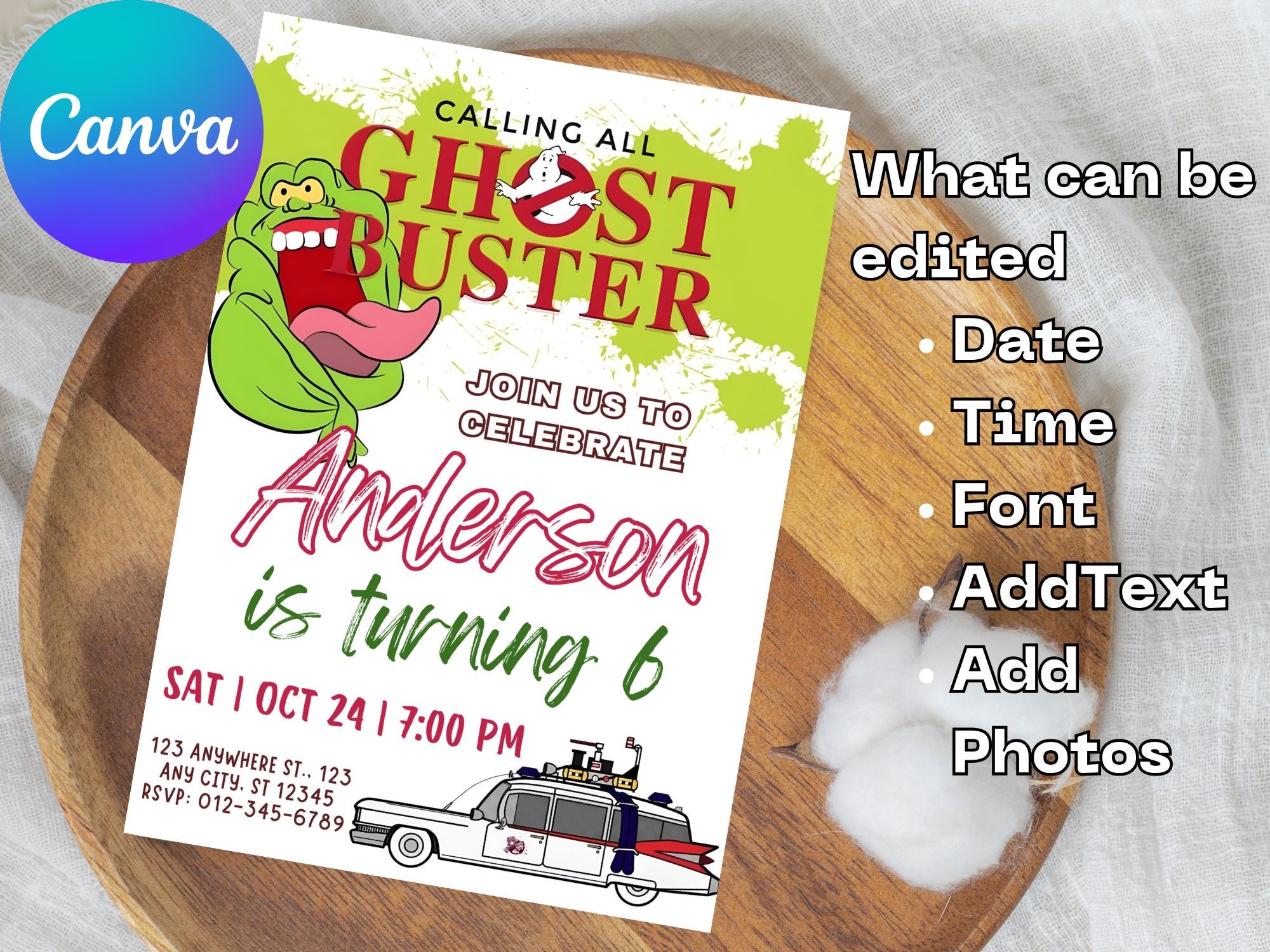 Editable Ghostbusters Birthday Invitation | Printable Ghostbusters ...