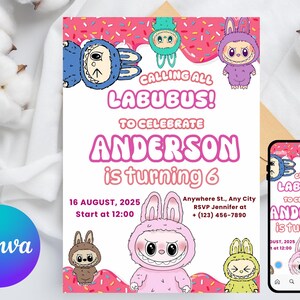Labubu Birthday Party Invitation, Labubu Birthday Party, Labubu birthday invitation, Invitation Template, Printable Invite, digital download