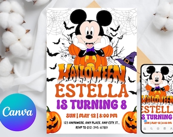 Halloween Birthday Party Invitation | Mickey Mouse and Friends | Spooky Instant Download Invitation | Halloween Digital Invite