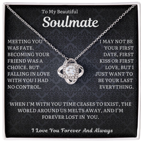 To My Soulmate Necklace For Her Soulmate Gift To My Soulmate Jewelry Soul-Mate- Love Knot Necklace