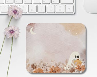Autumn Ghost Watercolor Mousepad, Cottagecore Mouse Mat, Fantasy Mouse Pad, Cozy Game Mousepad, Floral Desk Mat, Fall Aesthetic Desk Decor