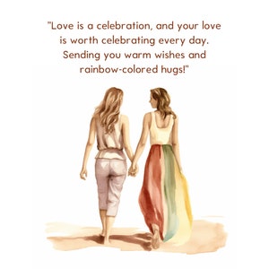 Printable Lesbian love card for Pride, pride love card, LGBTQ greeting card, lesbian birthday card, watercolor