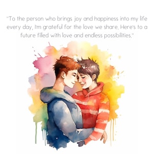 Afdrukbare lesbische / niet-binaire liefdeskaart, trots liefdeskaart, LGBTQ-wenskaart, lesbische verjaardagskaart, aquarel