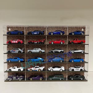 1/64 Scale Wall Display Case for 24 Diecast Model Cars - Wall Rack Shelf Organizer - Brick Version - Gift for Model Car Collectors