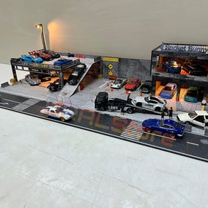 1:64 Scale Diorama Display for Diecast Model Cars - Rocket Bunny Diorama Garage and Parking Lot for Sale - Gift for Him