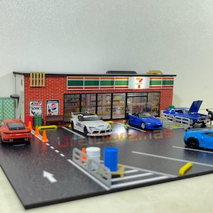 For 1/64 Scale Diecast Model Cars - Market Diorama and Parking Lot - Diorama Garage for Diecast Collectors - Gift for Him