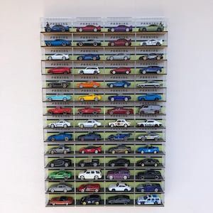 1:64 Scale Wall Display Case for 56 Diecast Car Storage - Wall Stand Rack Organizer - Free Shipping - Parking Version