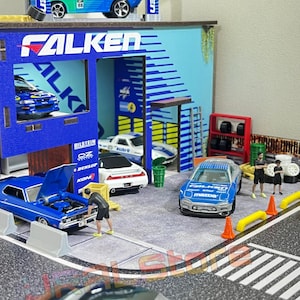 1:64 Scale Diecast Model Cars - Falken Diorama and Parking Lot - Diorama Garage for Diecast Collectors - Christmas Gift for Men