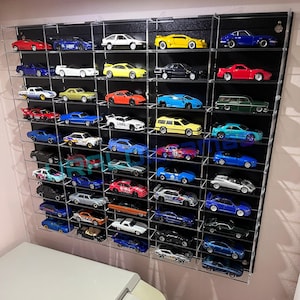 1:64 Scale Acrylic Plexi Wall Display Shelf for Diecast Hotwheels Model Car Storage