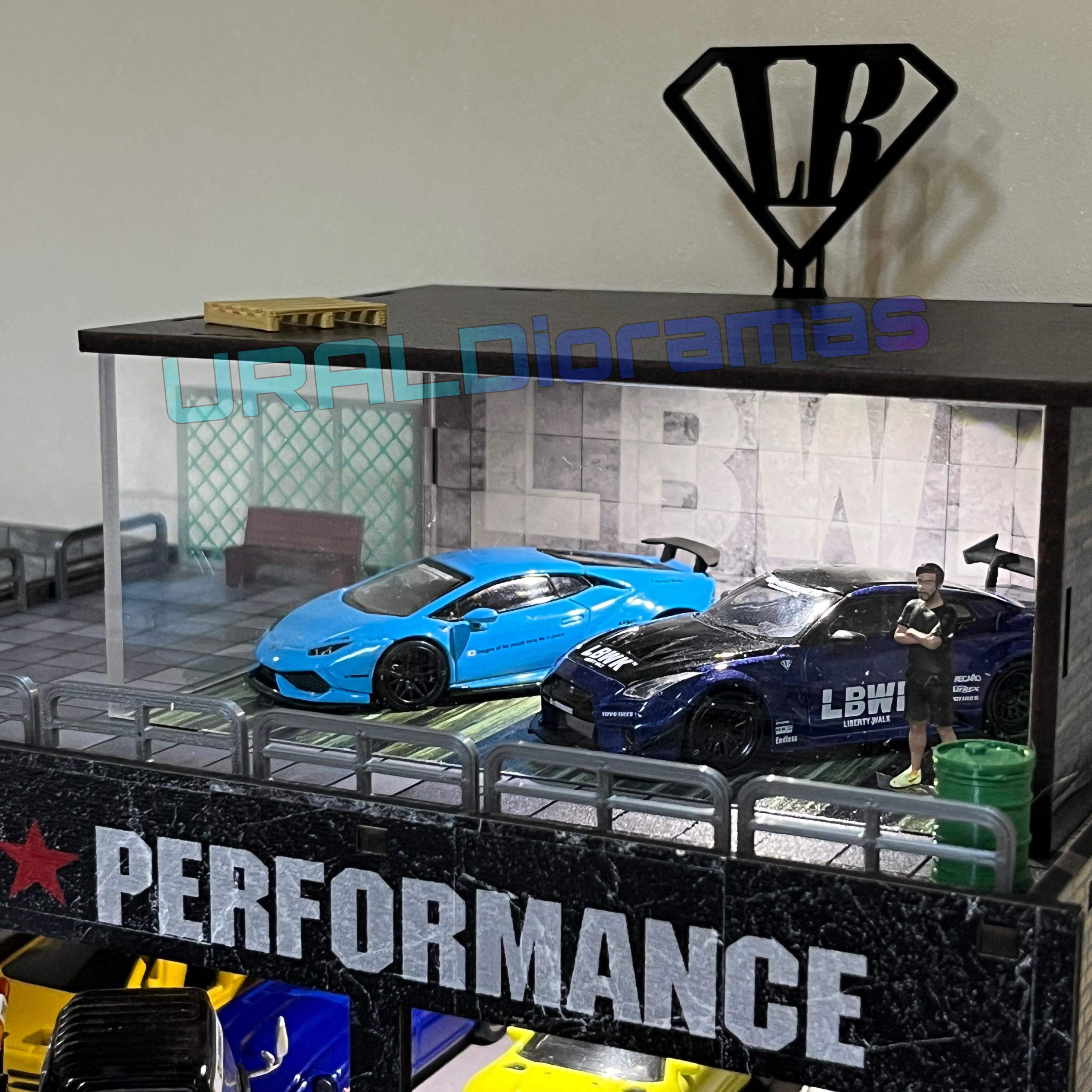 LBWK Diorama Garage Scene Display for Diecast Model Cars - 1:64