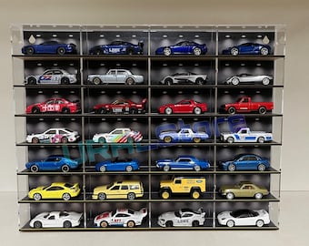 1/64 Diecast Car Display Case - for 28 Cars - Wall Shelf Organizer - Spot Version