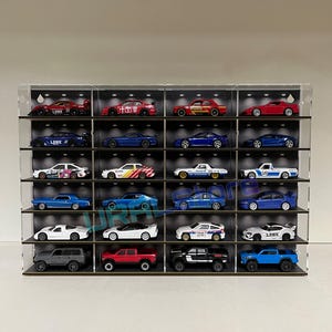 1:64 Scale Wall Display Case for 24 Diecast Model Cars - Wall Rack Shelf Organizer - Spot Effect Version - Christmas Gift for Car Collectors