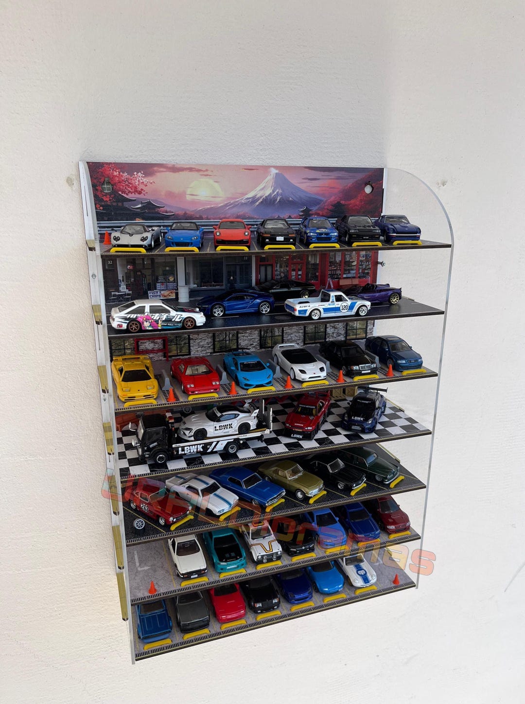 1/64 Wall Diorama Garage Display for Diecast Model Cars - 7 Floors