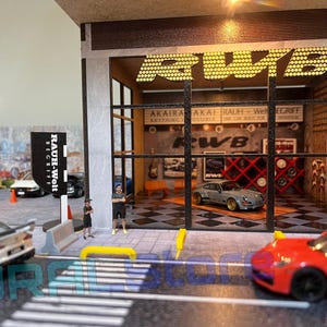 1:64 Scale Diorama Display for Diecast Model Cars - RWB Diorama Garage and Parking Lot for Sale - Christmas Gift for Him - For Collectors