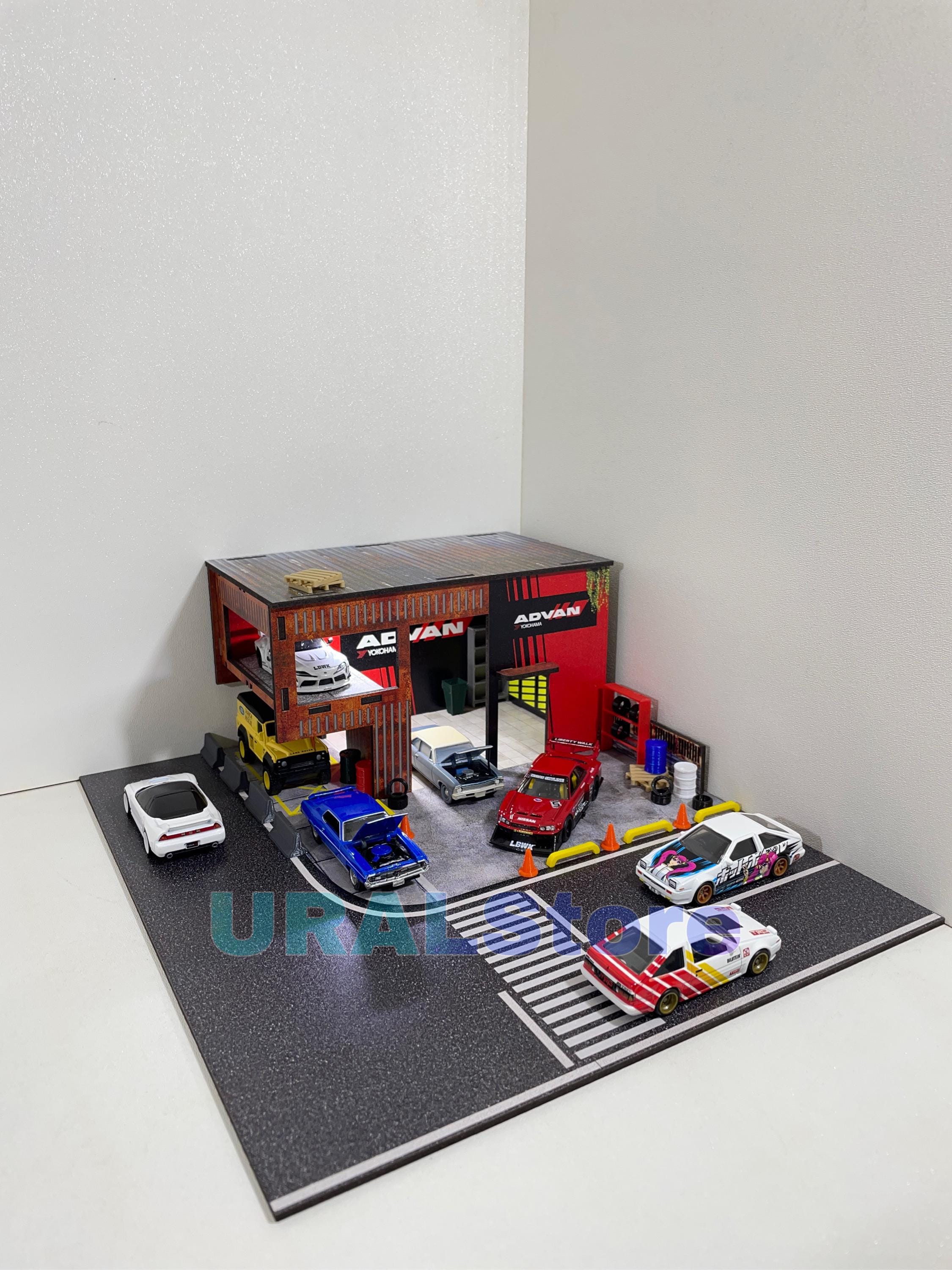 Advan Diorama Garage and Parking Lot - for 1:64 Scale Diecast