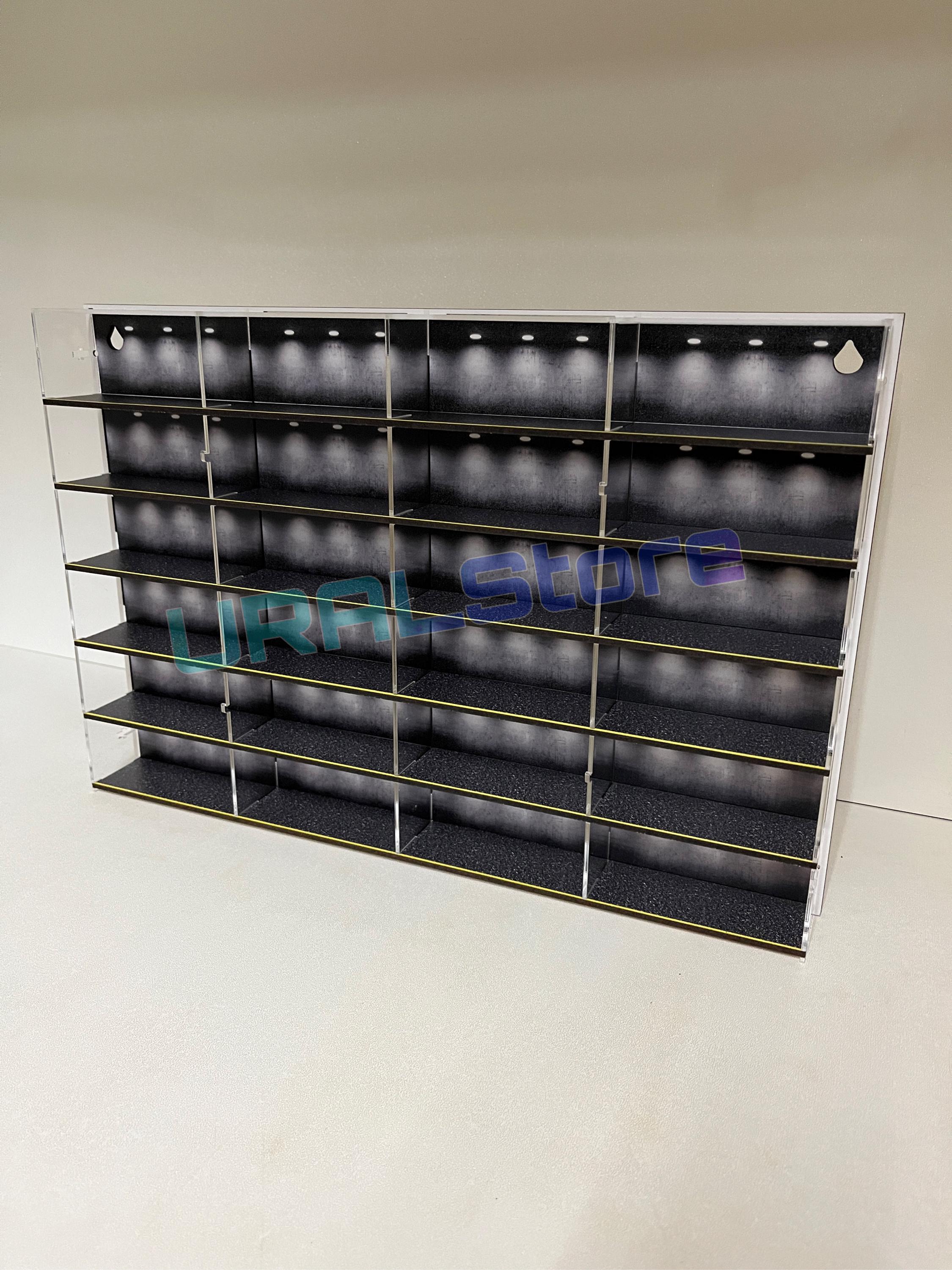 Bonpro Mini 5-Pack 1:64 Car Wall Display Shelves – Perfect For Hot Wheels, Acrylic Cases & Loose Cars, Black