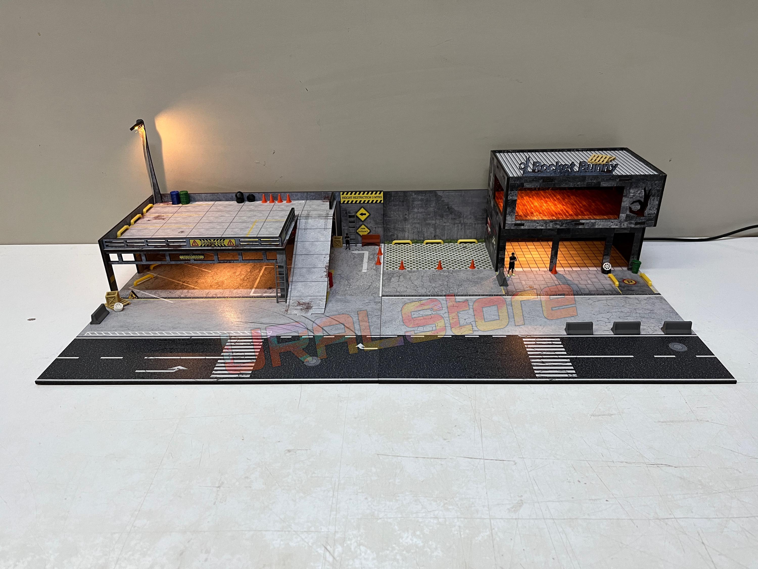 1/64 Diorama - Rocket Bunny Diorama Garage Scene for Diecast Model