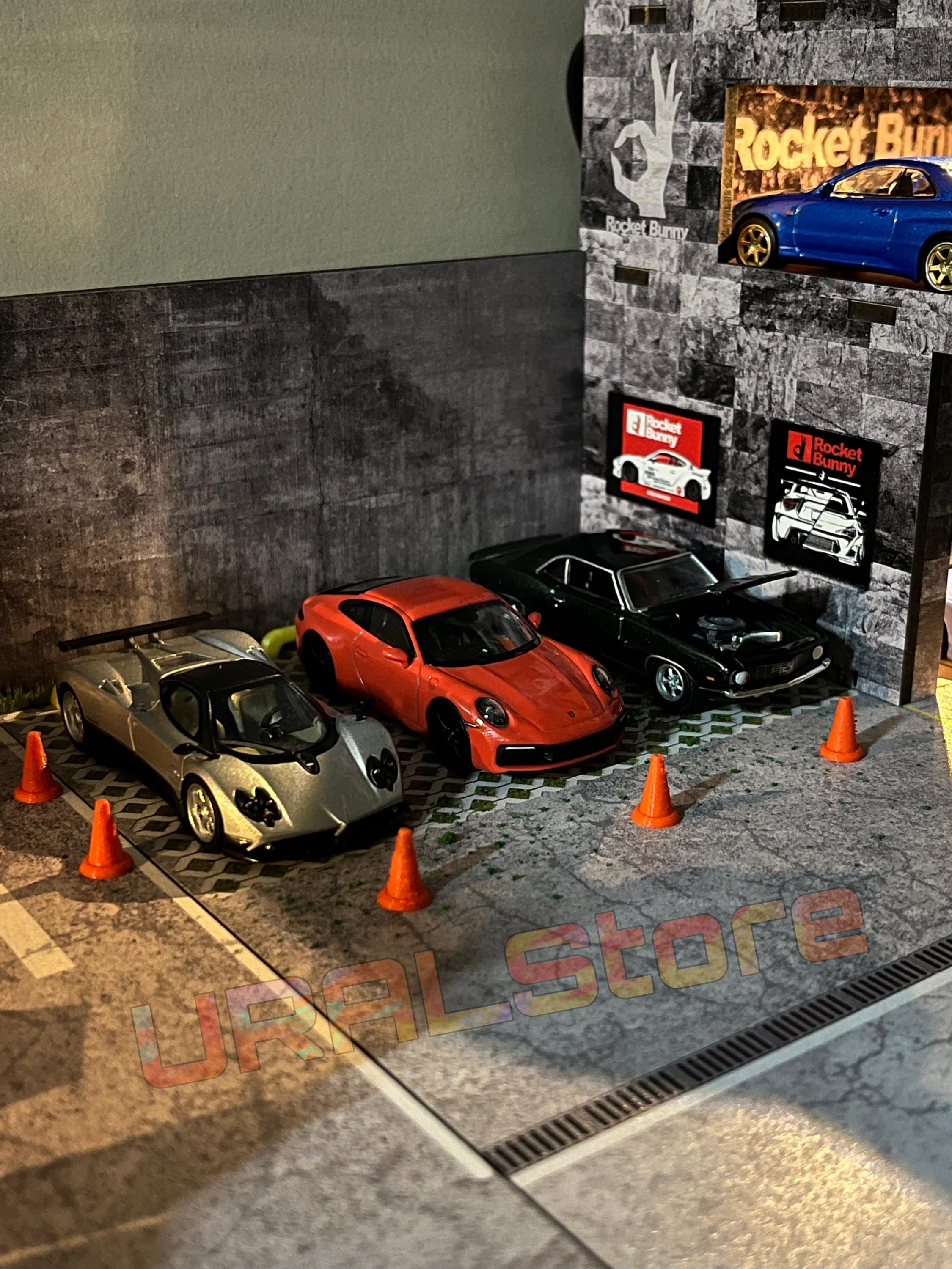 1/64 Diorama - Rocket Bunny Diorama Garage Scene for Diecast Model