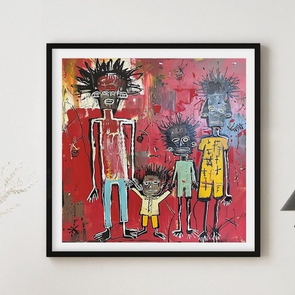 Urban Family Poster, Street Art, Zeitgenössischer Stil, Familienwanddekoration, rotes Kunstwerk, Urban Decor, HOCHWERTIGES POSTER, moderne amerikanische Kunst