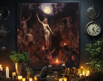 Impresión del sábado de brujas, cartel de Lilith, arte del infierno rojo, pintura del aquelarre / CARTEL DE ALTA CALIDAD / Arte oculto oscuro, decoración gótica, impresión de pared mística