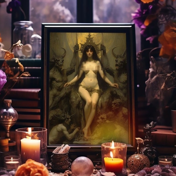 Lilith's Aura Poster, Infernal Goddess Artwork, Witchy Decor, Mystical Wall Art, Dark Collection |HIGH QUALITY POSTER| Vintage style decor