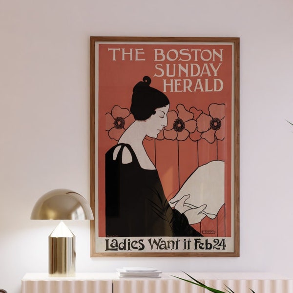 E. Reed - The Boston Sunday Herald - Vintage Magazine Cover | HIGH QUALITY POSTER | Feminist Wall Art, Vintage Poster, Large size