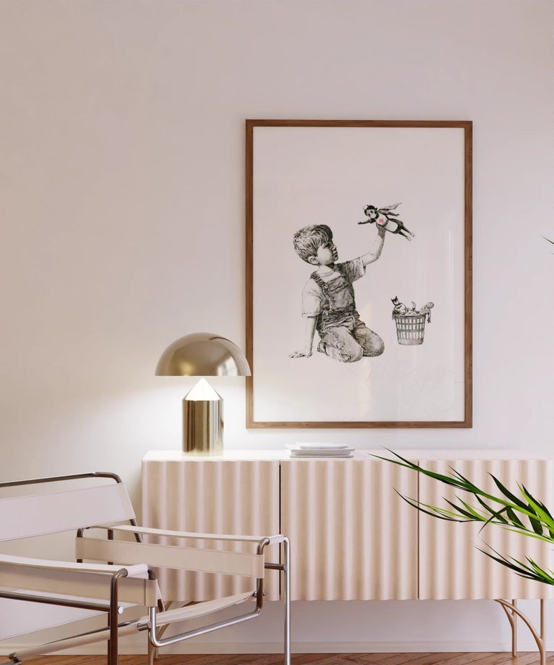 Stampa Su Tela Banksy Game Changer - 50x40cm, Cornice In Legno Di Pino, Opera Ispirata Al Covid - 4