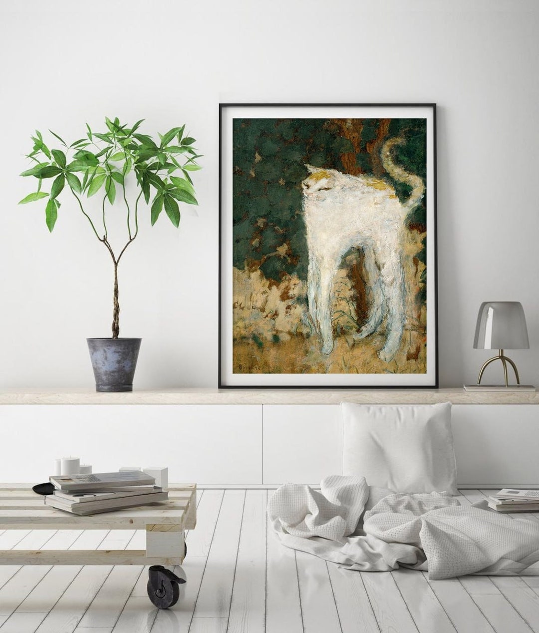 Pierre Bonnard Poster, Le Chat Blanc Print, the White Cat Print, Pierre Bonnard Poster, Cat