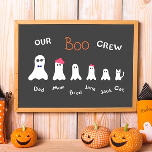 Halloween Custom Family Portrait, Halloween Printable Wall Art, Halloween Ghost Family, Personalized Family Print