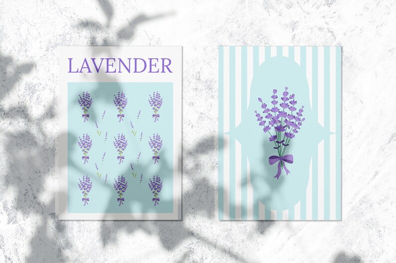 Lavender Botanical Wall Art Set, Instant Download Printable Home Decor ...