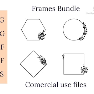 Floral frame bundle svg,Wedding svg bundle,Circle Frame svg png dxf eps,Hexagon Flower Frame svg,Cut files digital,Marriage SVG,Familie SVG