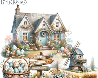 Easter clipart bundle, Easter clipart, Easter graphics, Easter designs, Easter pngs With transparent background and commercial use