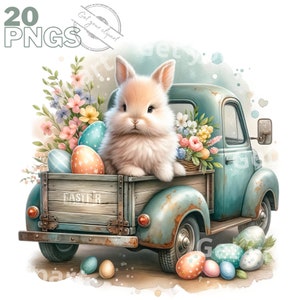Easter bunny clipart bundle, Easter clipart, Easter graphics, Easter designs, With transparent background and commercial use image 2